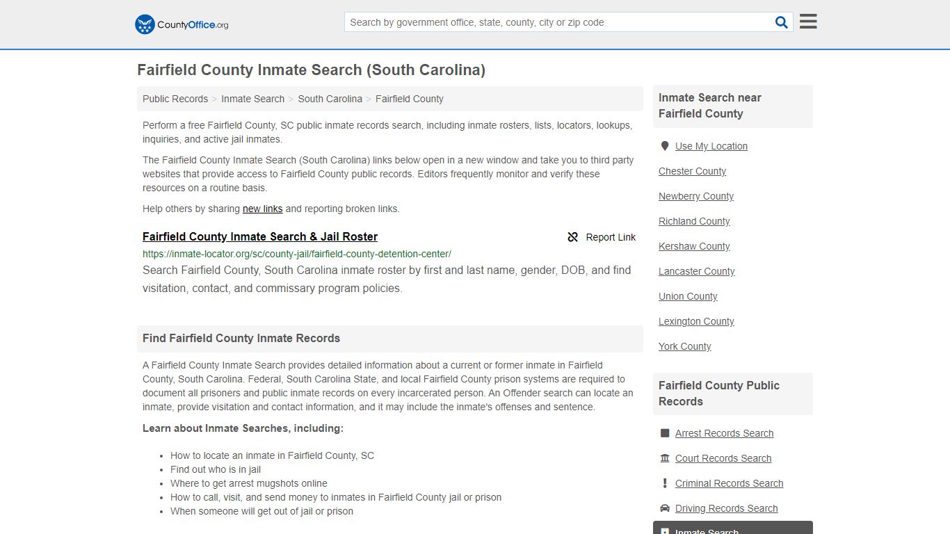 Inmate Search - Fairfield County, SC (Inmate Rosters ...